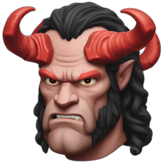 hyper-realistic hellboy with long horn emoji