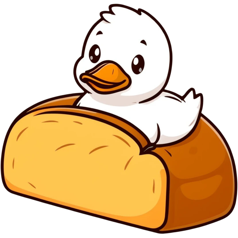 gluten bread loaf in duck shape emoji