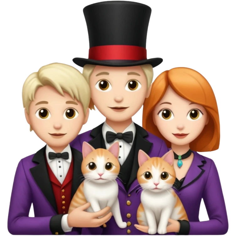 magician couple and their pet cat emoji