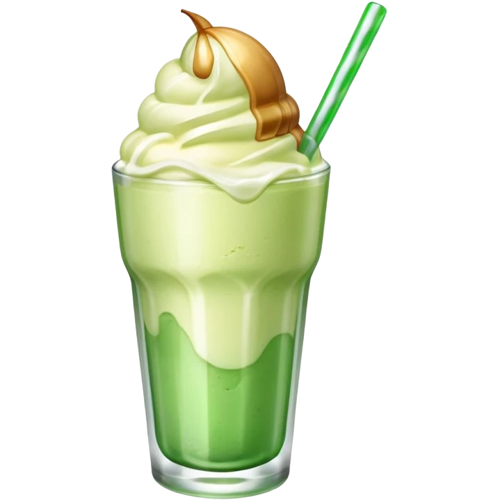 Japanese cream soda green on a glass with ice ice cream vanilla 1 scoop on top emoji