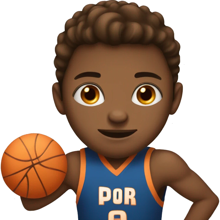 boy with brown hair and brown eyes and peach skin playing basketball  emoji