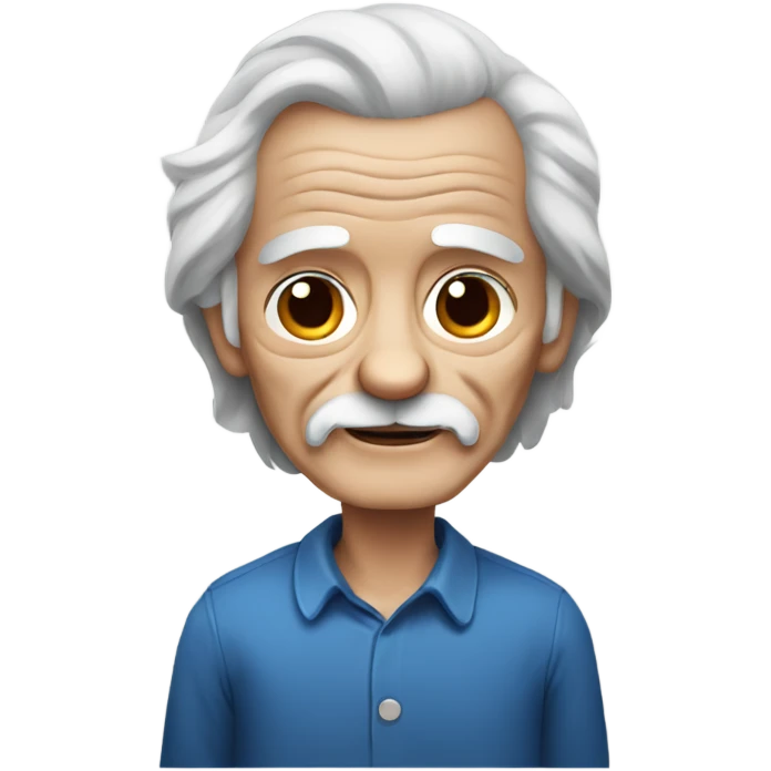 Old man with blue eyes and black long haired chihuahua emoji