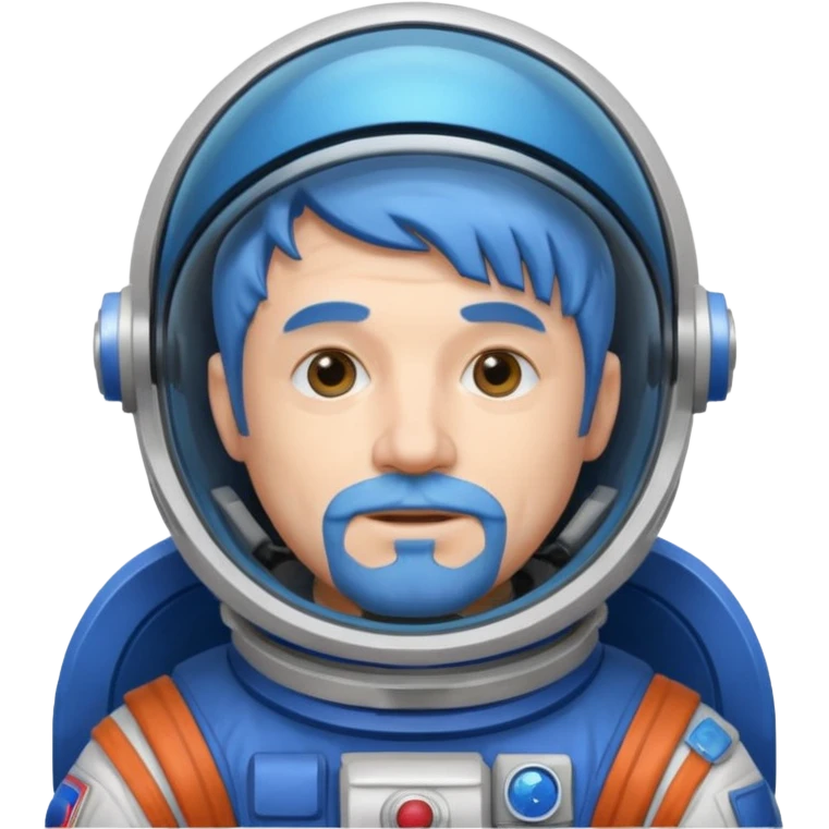 Astronauts, Middle-age, male, white skin, blue hair and blue beard emoji