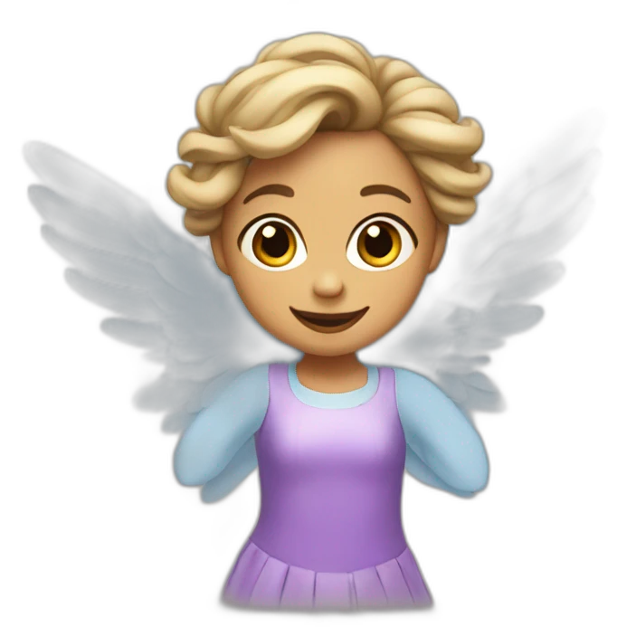 Flying girl in a dress with waving hair and wings emoji