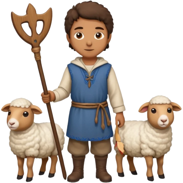Myself at Shepherd clothes with shepherd staff with sheep emoji