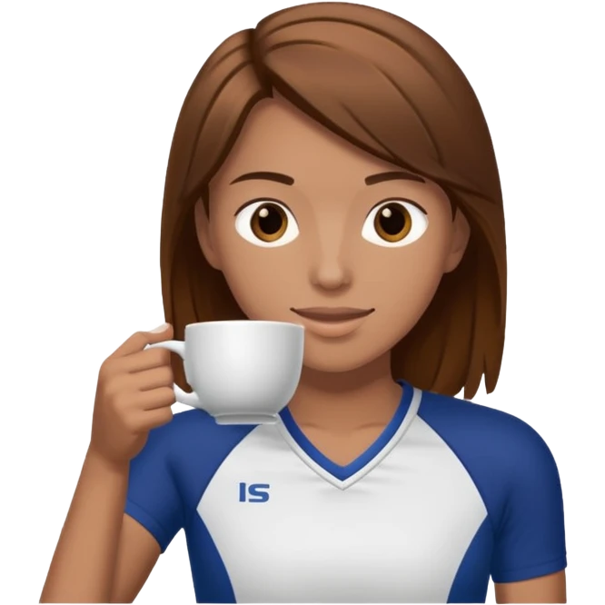 Brown hair volleyball player sipping tea emoji