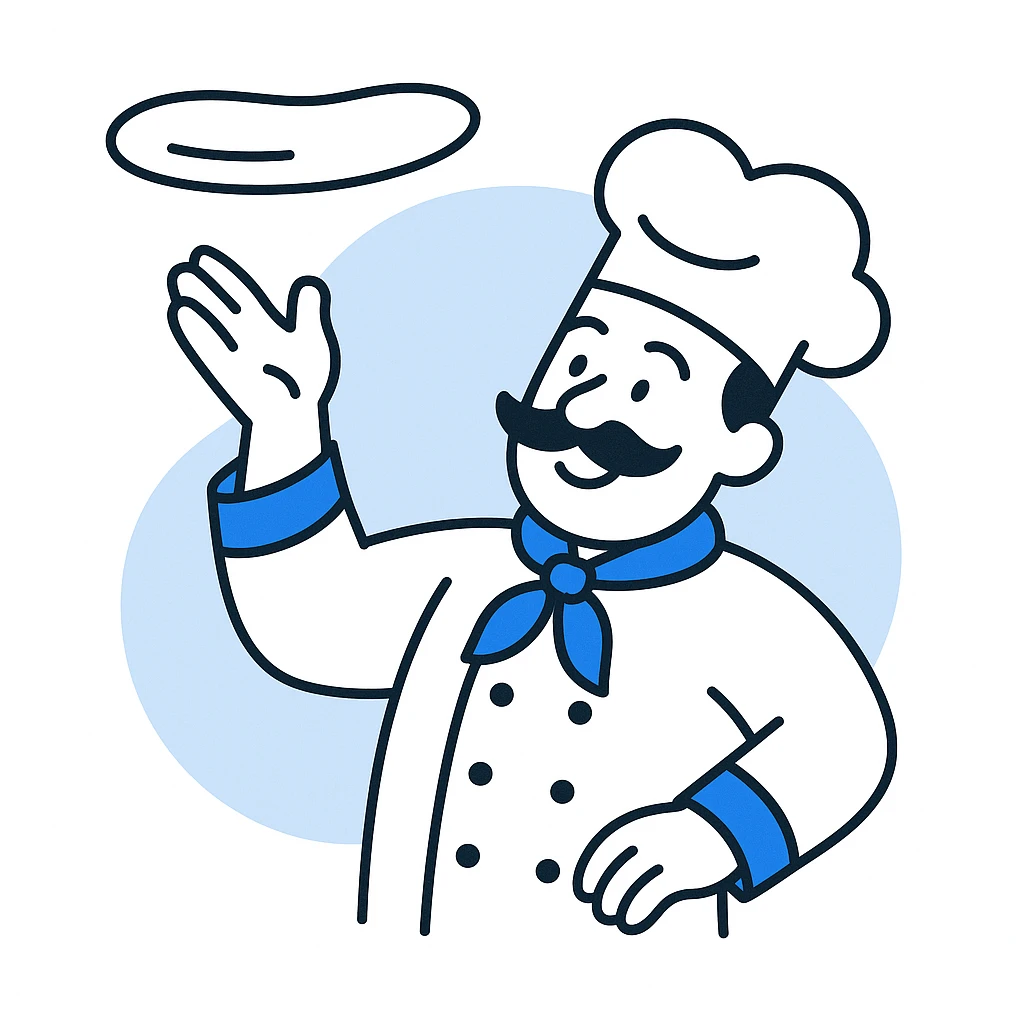 smiling Italian chef spinning pizza dough emoji
