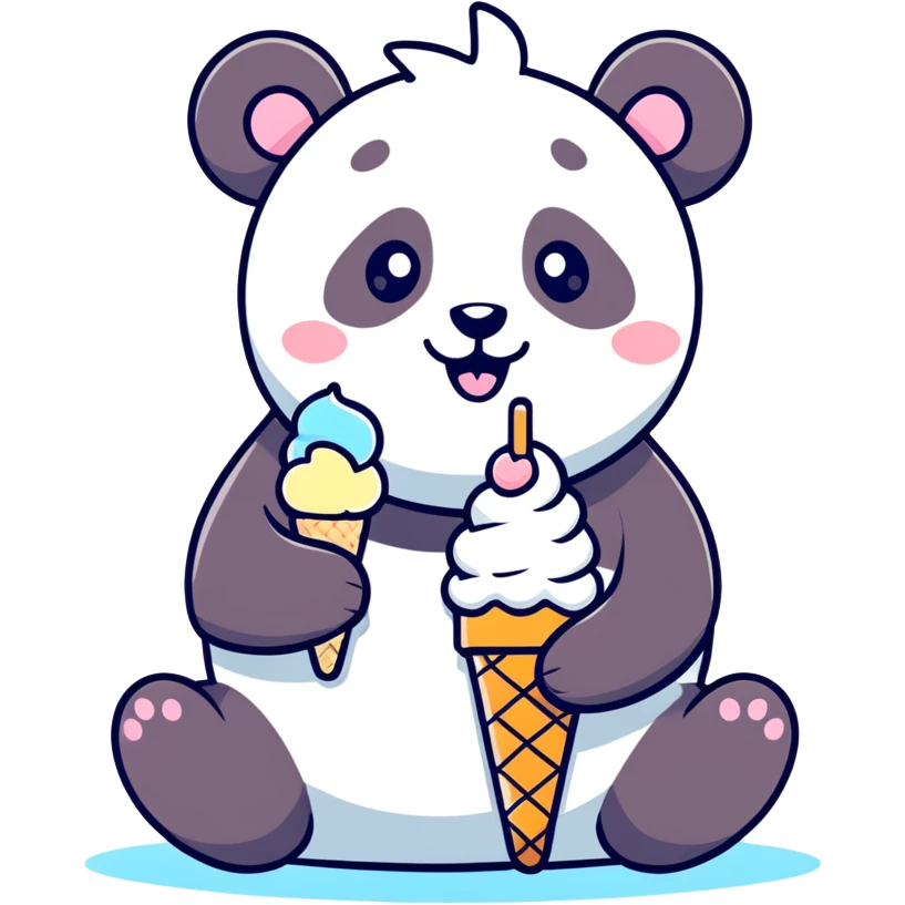 Panda eating ice cream emoji