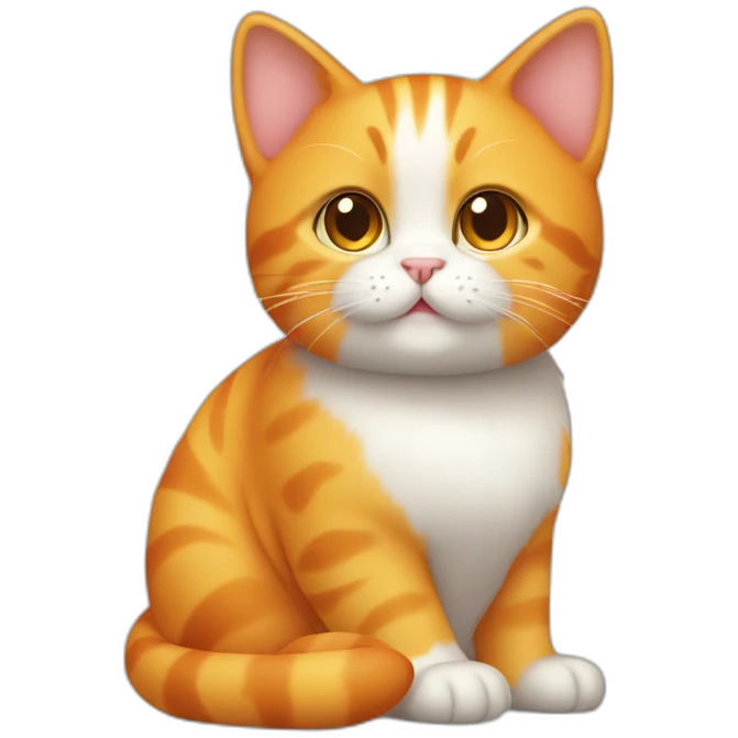 full body orange cute cat with mangos emoji