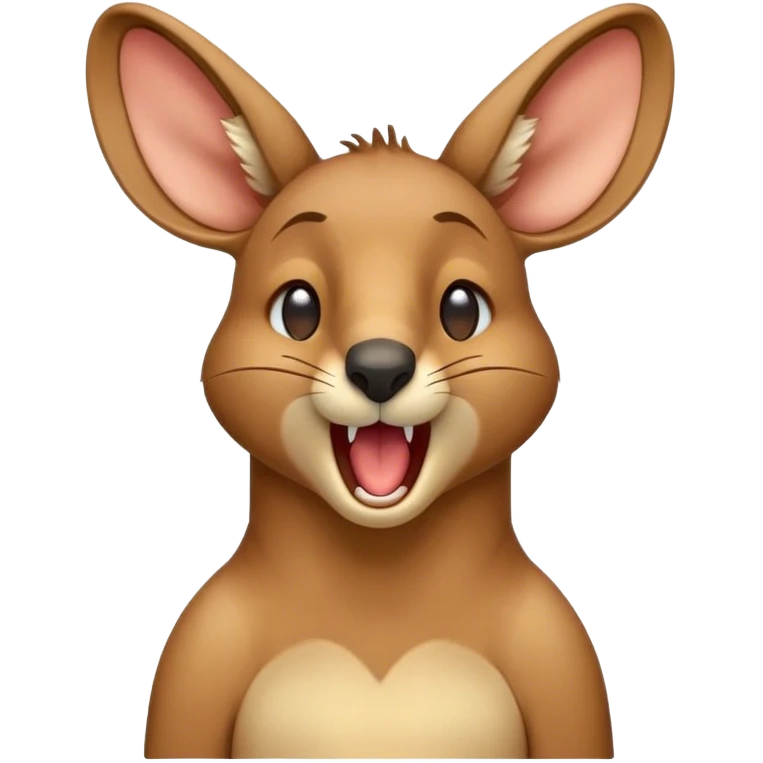 Cinematic Realistic Cute Yawning Kangaroo Portrait Emoji, Head tilted slightly with a dramatic, wide-open yawn, showcasing a soft, textured tawny coat with gently drooping ears and half-closed, drowsy eyes, rendered in exquisite natural detail, high shine, relaxed yet expressive, styled with a dash of rustic charm, soft glowing outline, capturing the essence of a sleepy yet affectionate kangaroo that appears ready to stretch out and settle into a peaceful nap! emoji