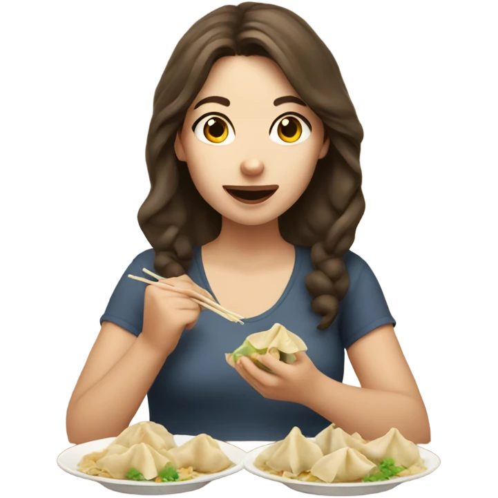 Brown hair Girl eating dumplings emoji