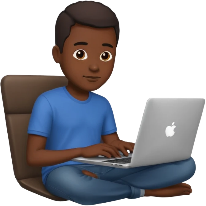 its a black colored man sitting working on a laptop with no face or anything emoji
