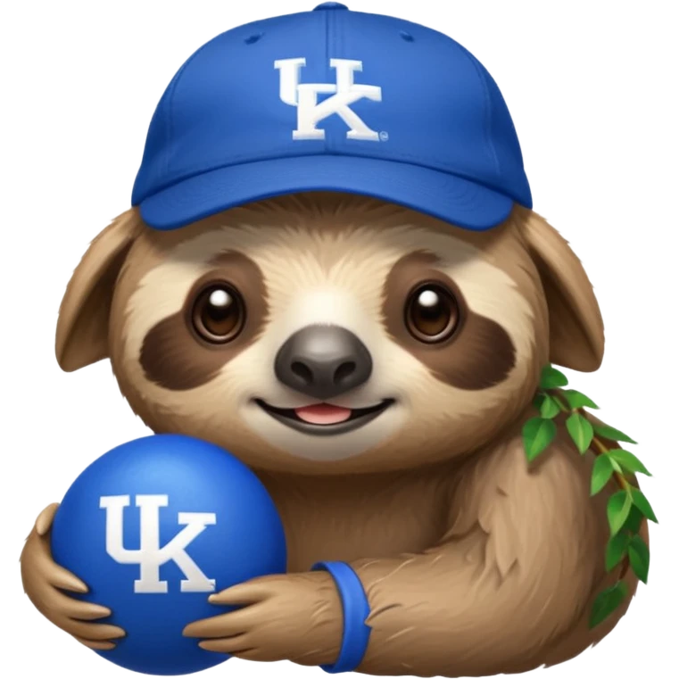 Sloth with a blue ball cap and UK for university of Kentucky  emoji