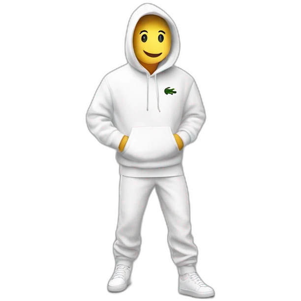 Lacoste tênis friends with white lacoste hoodie emoji