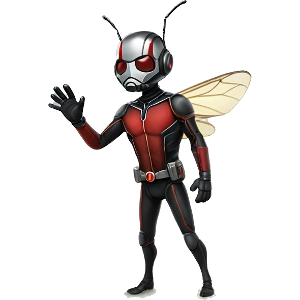 Ant man waving at a giant  emoji