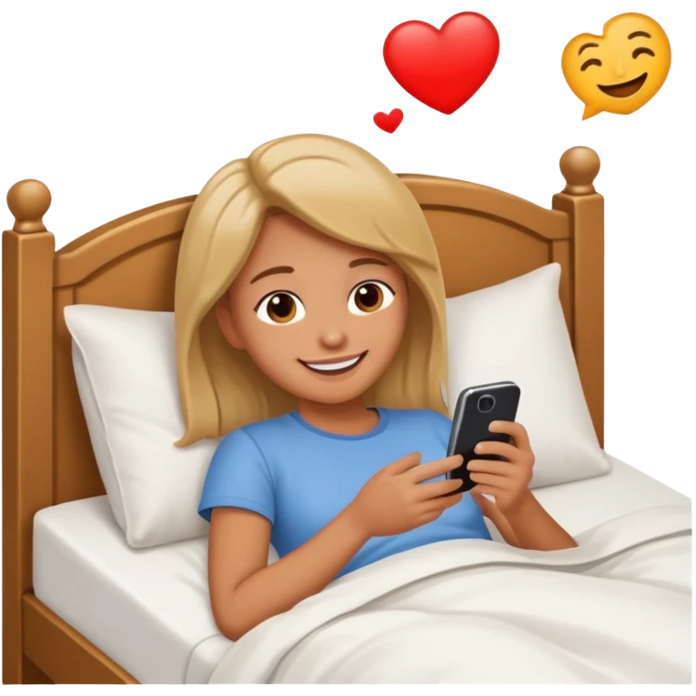 
emoticon of lying in bed and looking at phone emoji
