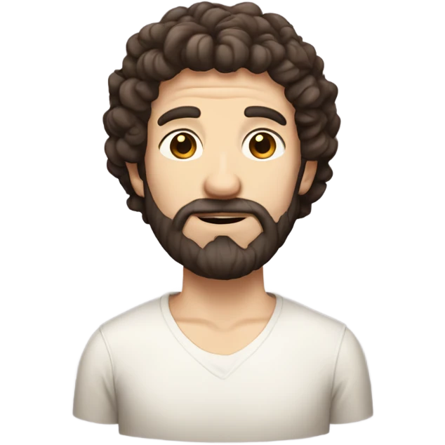 pale man with curly short dark brown hair and beard emoji