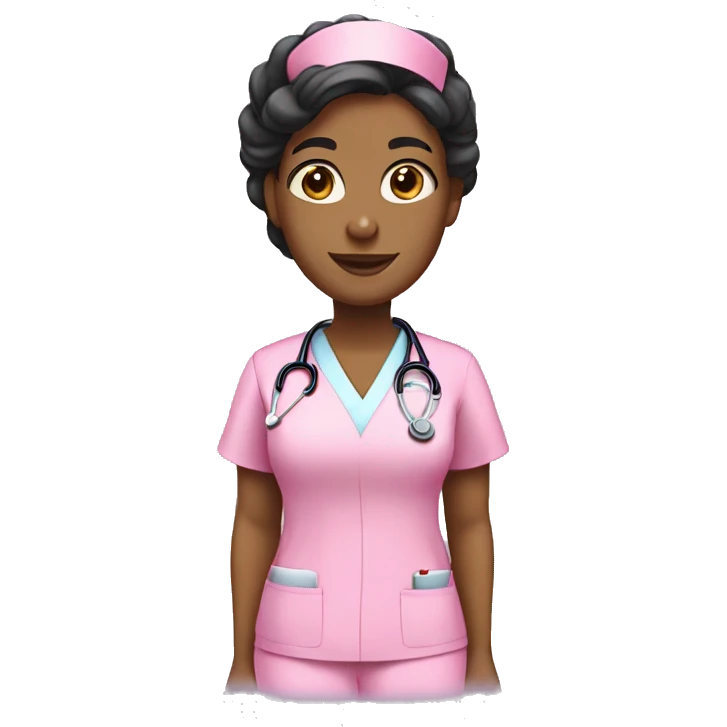 Mixed skin nurse in pink scrubs  emoji