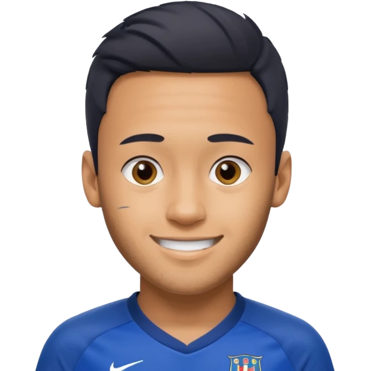 Neymar in blue soccer cloth, smile  emoji