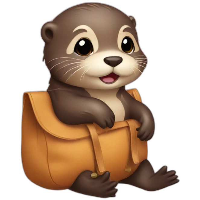 Baby otter with bag emoji
