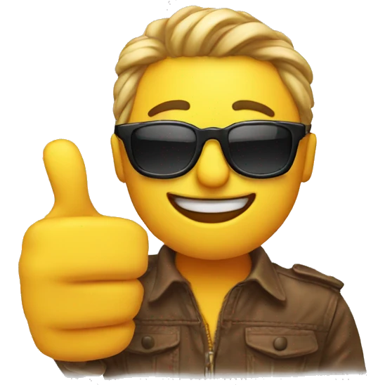 Realistic emoji with sunglasses and doing a thumbs up emoji