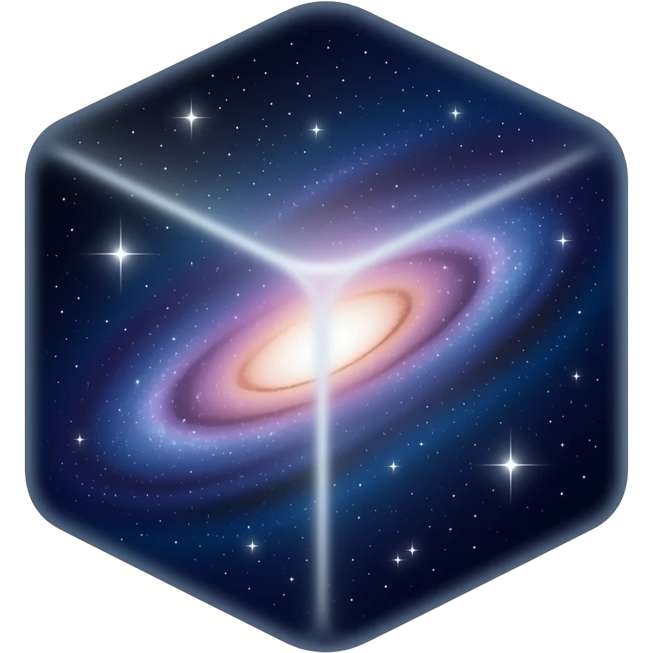 A cube that has the Galaxy inside emoji