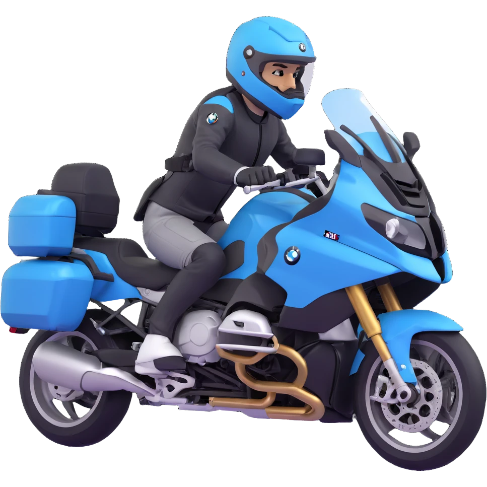 BMW RT1200 touring motorcycle with rider wearing helmet emoji