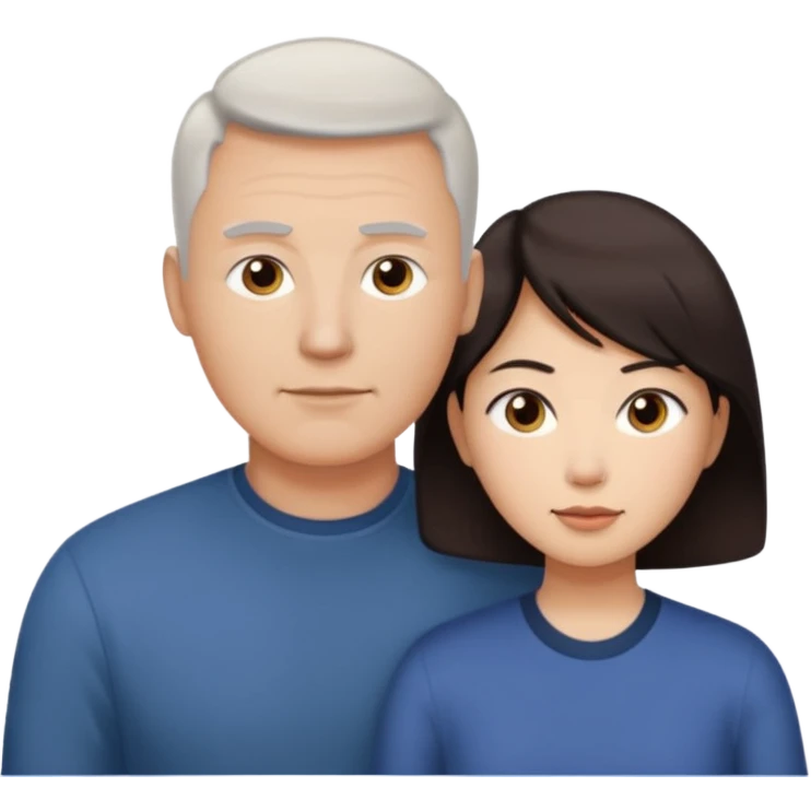 white dad with short buzzed brown hair and asian mom emoji