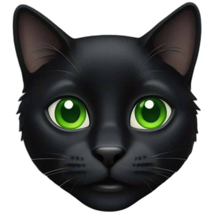 Black cat with green eyes emoji