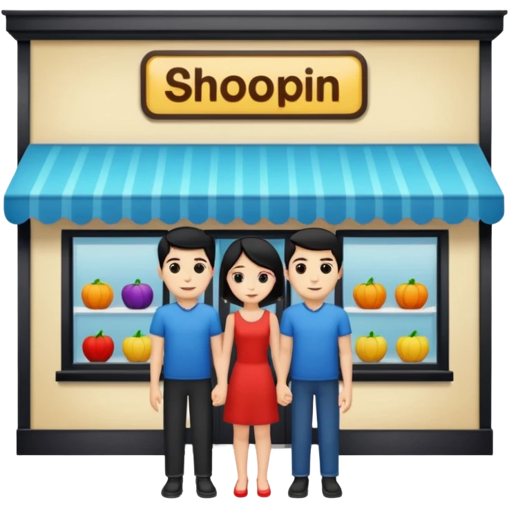 Only two grown characters + shop building emoji