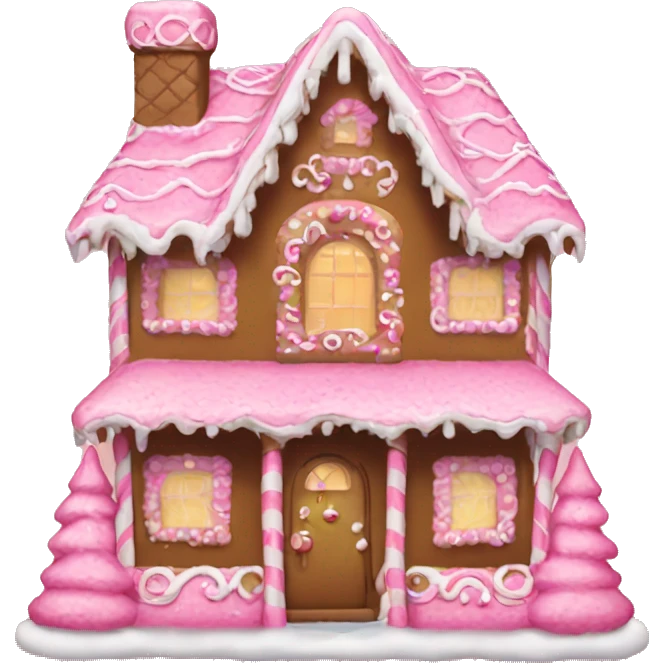 A pink gingerbread house emoji