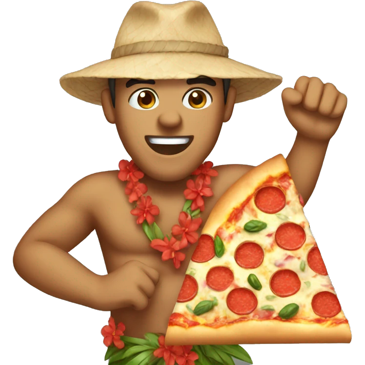 hawaiian with making pizza emoji