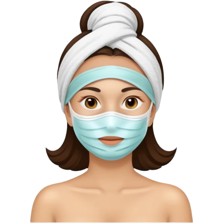 Lady with face mask spa beauty full face relaxing emoji
