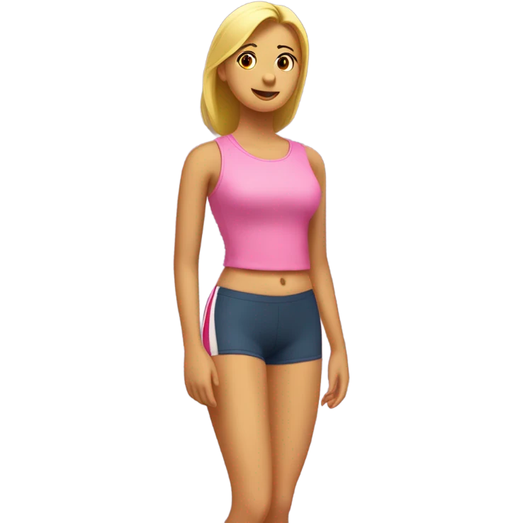 Chica haciendo ejercicios con ropa rosa emoji