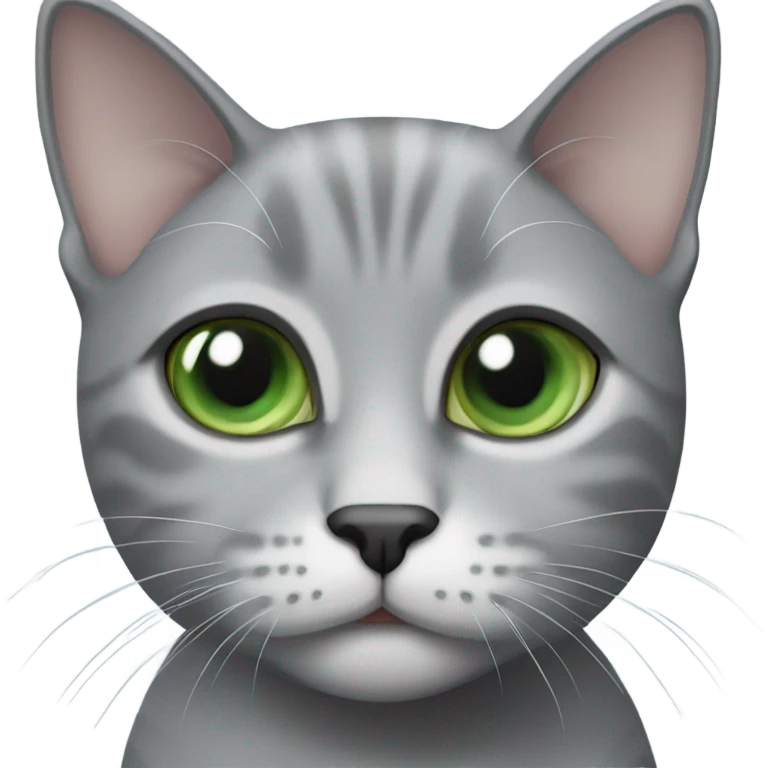 grey and shorthair cat, one blue eye and one green eye emoji
