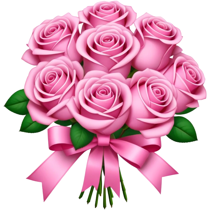 pink rose bouquet with pink ribbons  emoji