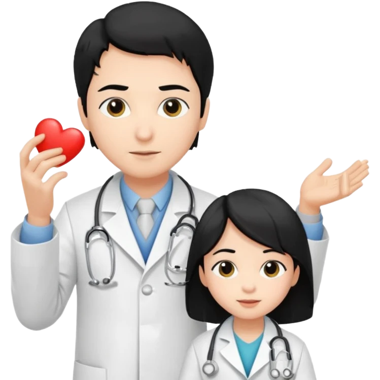 doctor black hair helping a kid emoji