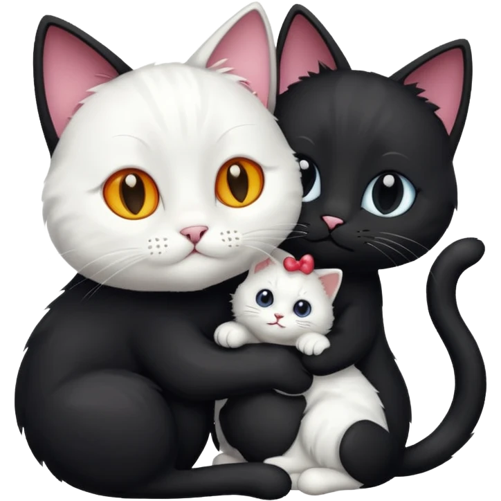 Black cat giving white cat love emoji