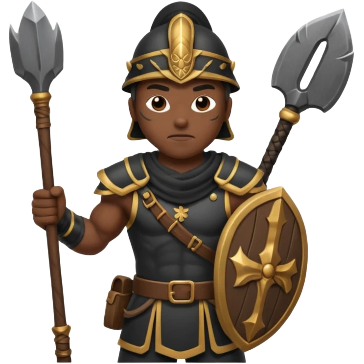 black ancient soldier with raw stick weapon emoji