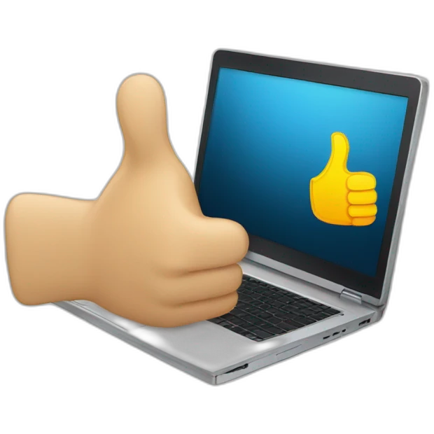 Laptop thumps up emoji