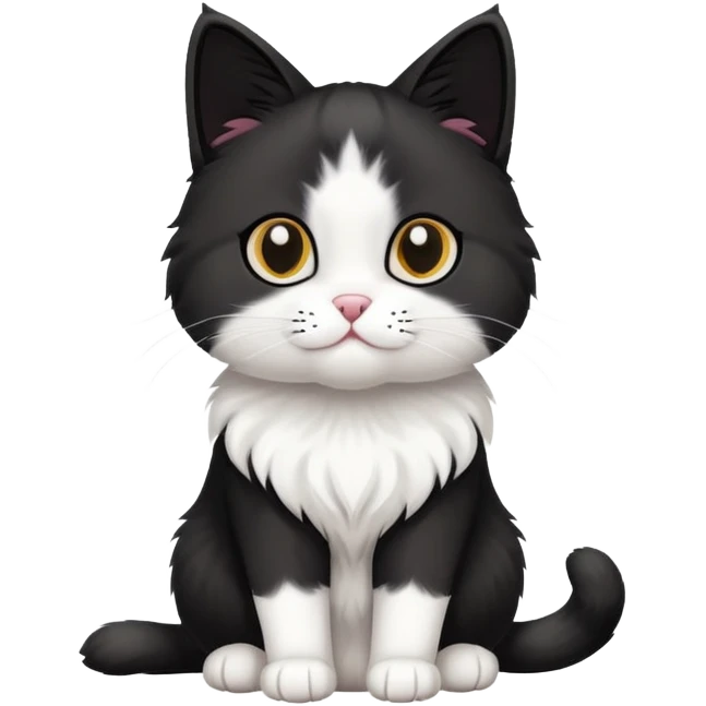 black and white cat with one black and three white paws full body emoji