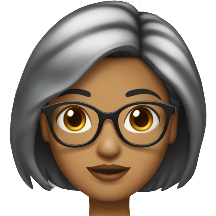 Mulher morena com óculos,  cabelo preto comprido emoji