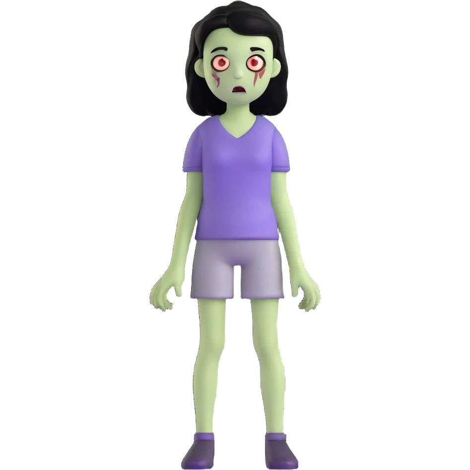girl zombie with black hair emoji