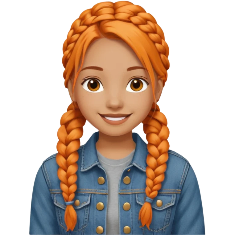 orange braids hair girl, tan skin, wear jean jacket emoji