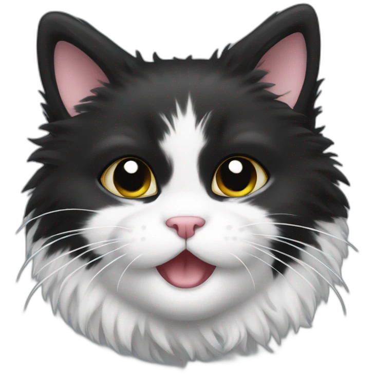 fluffy black and white kitty emoji