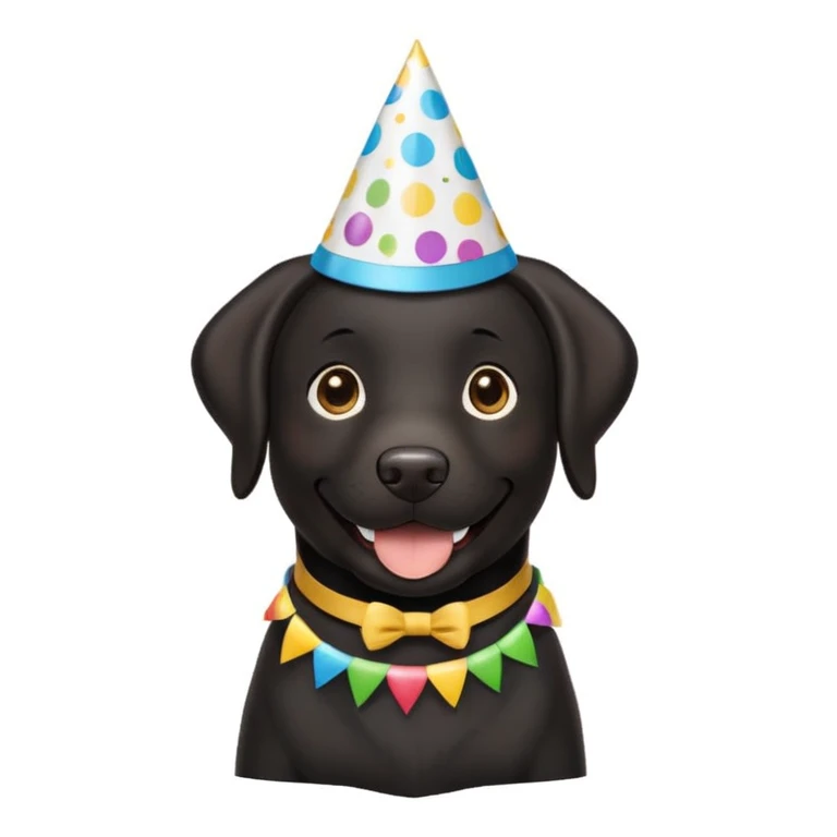 Black labrador saying Happy Birthday  emoji