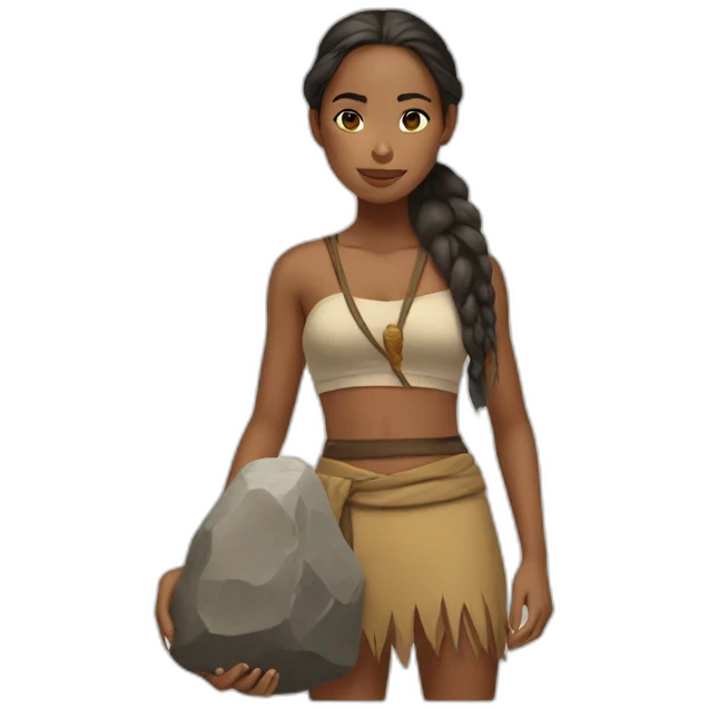 Kawaï girl with the rock emoji