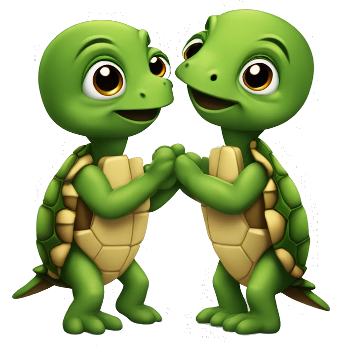 Tortuga y loro enamorados  emoji