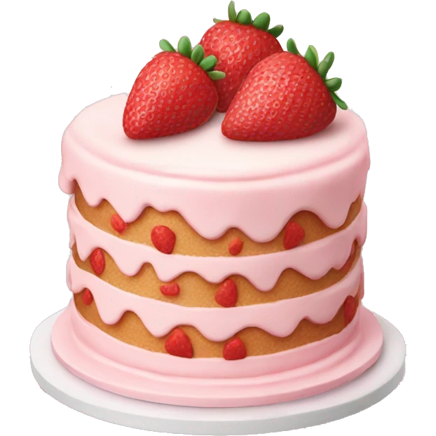 Light Pink strawberries and cream birthday cake  emoji