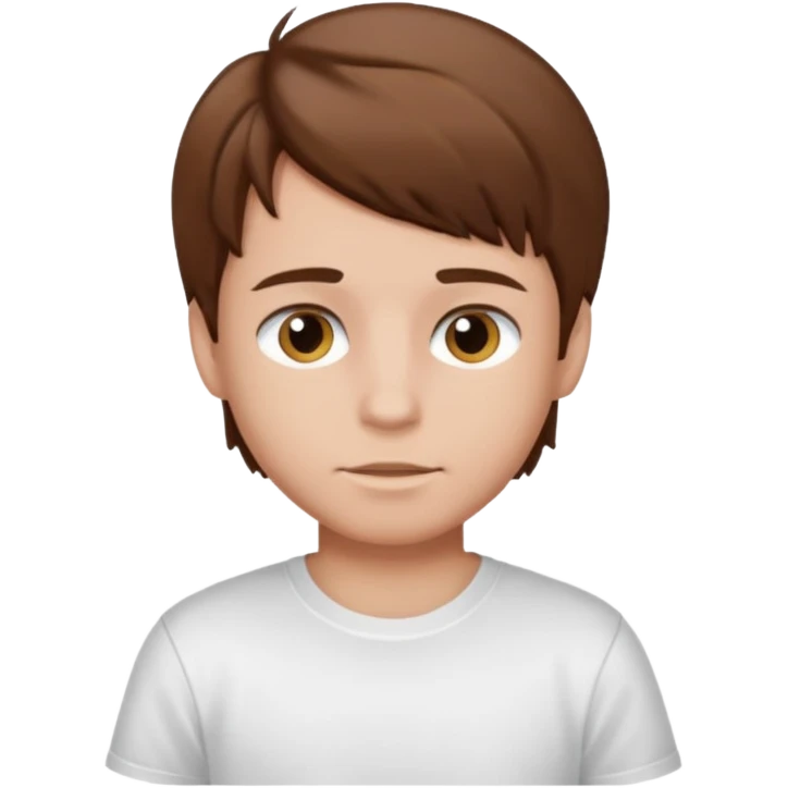 Boy with brown hair and white t-shirt emoji